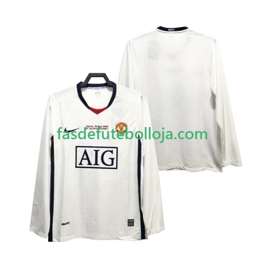 Camisola 2º Equipamento Manchester United Champions League 2009 2008 Manga Comprida Retro ,Homem