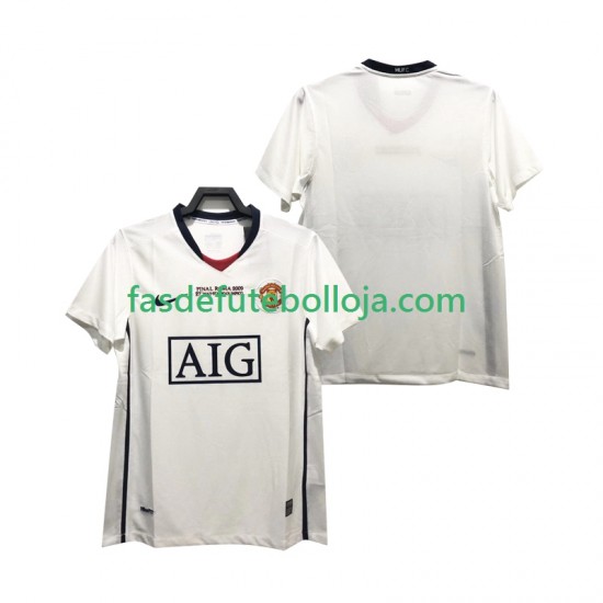 Camisola 2º Equipamento Manchester United Champions League 2009 2008 Manga Curta Retro ,Homem