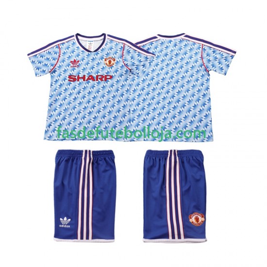 Camisola 2º Equipamento Manchester United 1990 1992 Manga Curta Retro ,Criança