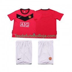 Camisola 1º Equipamento Manchester United 2009 2010 Manga Curta Retro ,Criança