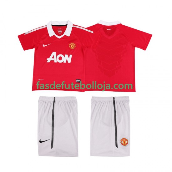 Camisola 1º Equipamento Manchester United 2011 2010 Manga Curta Retro ,Criança