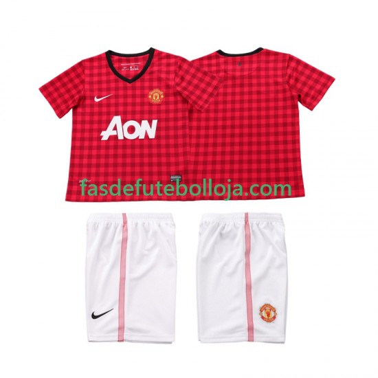Camisola 1º Equipamento Manchester United 2012 2013 Manga Curta Retro ,Criança