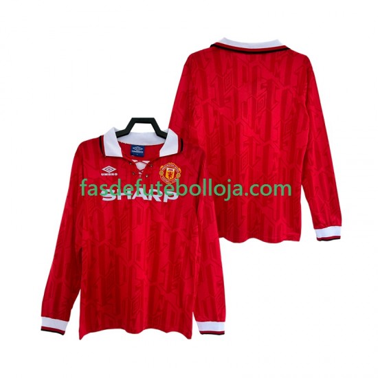 Camisola 1º Equipamento Manchester United 1992 1994 Manga Comprida Retro ,Homem