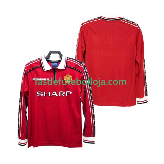 Camisola 1º Equipamento Manchester United 1998 1999 Manga Comprida Retro ,Homem