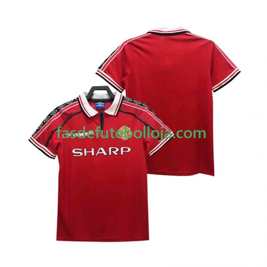 Camisola 1º Equipamento Manchester United 1998 1999 Manga Curta Retro ,Homem