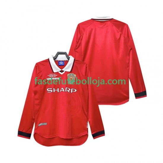 Camisola 1º Equipamento Manchester United 2000 1999 Manga Comprida Retro ,Homem