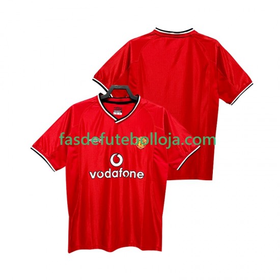 Camisola 1º Equipamento Manchester United 2000 2002 Manga Curta Retro ,Homem