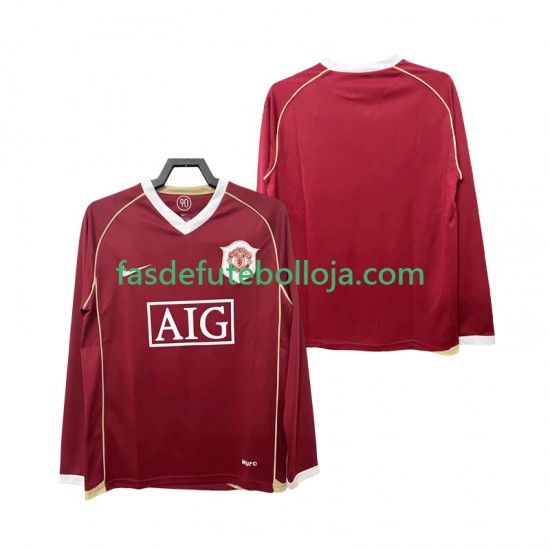 Camisola 1º Equipamento Manchester United 2007 2006 Manga Comprida Retro ,Homem