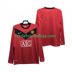 Camisola 1º Equipamento Manchester United 2009 2010 Manga Comprida Retro ,Homem