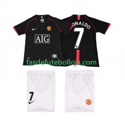 Camisola 2º Equipamento Manchester United Ronaldo 7 2007 2008 Manga Curta Retro ,Criança