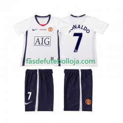 Camisola 2º Equipamento Manchester United Ronaldo 7 Champions League 2009 2008 Manga Curta Retro ,Criança