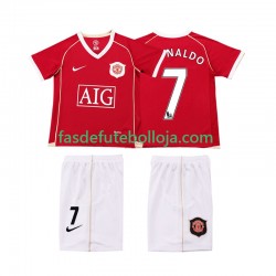 Camisola 1º Equipamento Manchester United Ronaldo 7 2007 2006 Manga Curta Retro ,Criança