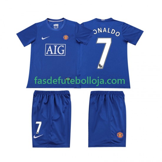 Camisola 3º Equipamento Manchester United Ronaldo 7 2009 2008 Manga Curta Retro ,Criança