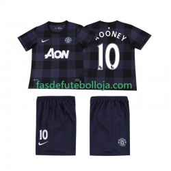 Camisola 2º Equipamento Manchester United Rooney 10 2013 2014 Manga Curta Retro ,Criança