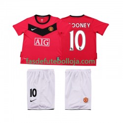 Camisola 1º Equipamento Manchester United Rooney 10 2009 2010 Manga Curta Retro ,Criança