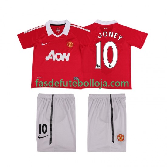 Camisola 1º Equipamento Manchester United Rooney 10 2011 2010 Manga Curta Retro ,Criança
