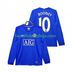 Camisola 3º Equipamento Manchester United Rooney 10 2009 2008 Manga Comprida Retro ,Homem