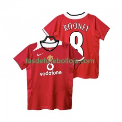 Camisola 1º Equipamento Manchester United Rooney 8 2005 2006 Manga Curta Retro ,Homem