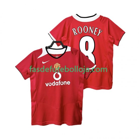 Camisola 1º Equipamento Manchester United Rooney 8 2005 2006 Manga Curta Retro ,Homem