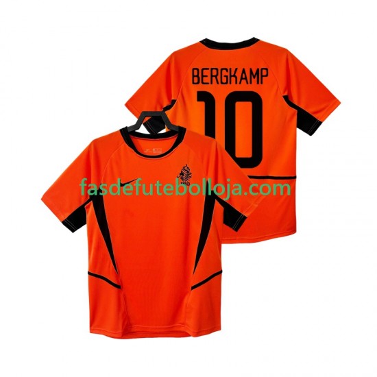 Camisola 1º Equipamento Seleção Neerlandesa BERGKAMP 10 2002 Manga Curta Retro ,Homem