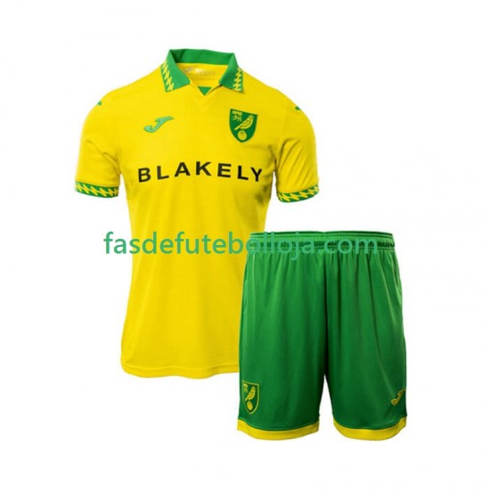 Camisola 1º Equipamento Norwich City 2025-2026 Manga Curta ,Criança
