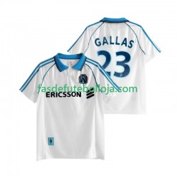 Camisola 1º Equipamento Olympique de Marseille Gallas 23 1998 1999 Manga Curta Retro ,Homem