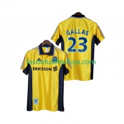 Camisola 3º Equipamento Olympique de Marseille Gallas 23 1998 1999 Manga Curta Retro ,Homem