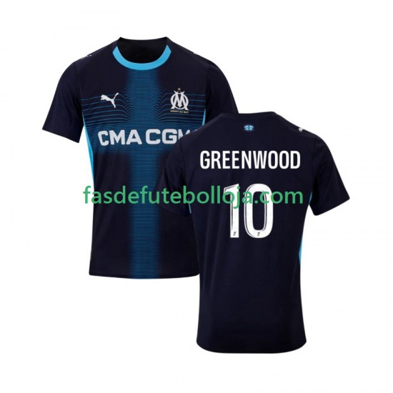 Camisola 2º Equipamento Olympique de Marseille Mason Greenwood 10 2025-2026 Manga Curta ,Homem
