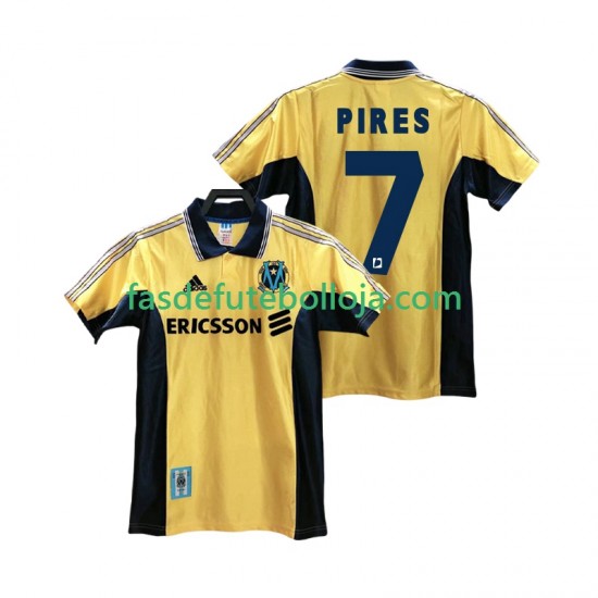 Camisola 3º Equipamento Olympique de Marseille PIRES 7 1998 1999 Manga Curta Retro ,Homem