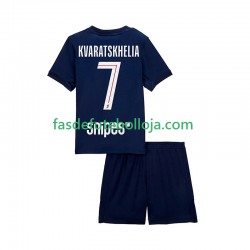 Camisola 1º Equipamento Paris Saint-Germain Khvicha Kvaratskhelia 7 2025-2026 Manga Curta ,Criança