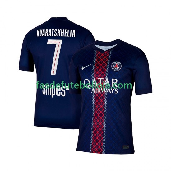 Camisola 1º Equipamento Paris Saint-Germain Khvicha Kvaratskhelia 7 2025-2026 Manga Curta ,Homem