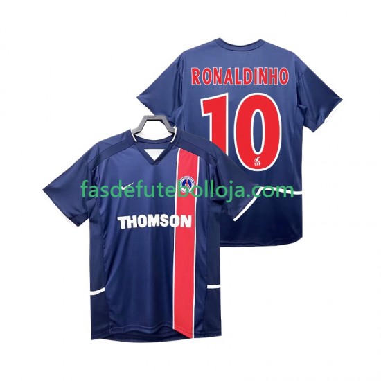 Camisola 1º Equipamento Paris Saint-Germain RONALDINHO 10 2003 2002 Manga Curta Retro ,Homem