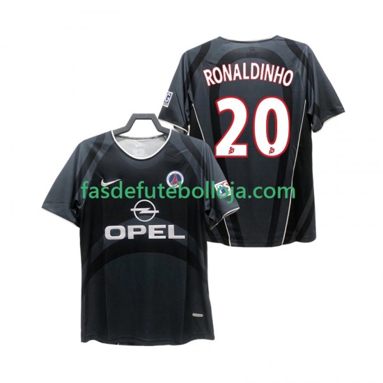 Camisola 3º Equipamento Paris Saint-Germain RONALDINHO 20 2001 2002 Manga Curta Retro ,Homem