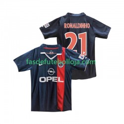 Camisola 1º Equipamento Paris Saint-Germain RONALDINHO 21 2001 2002 Manga Curta Retro ,Homem