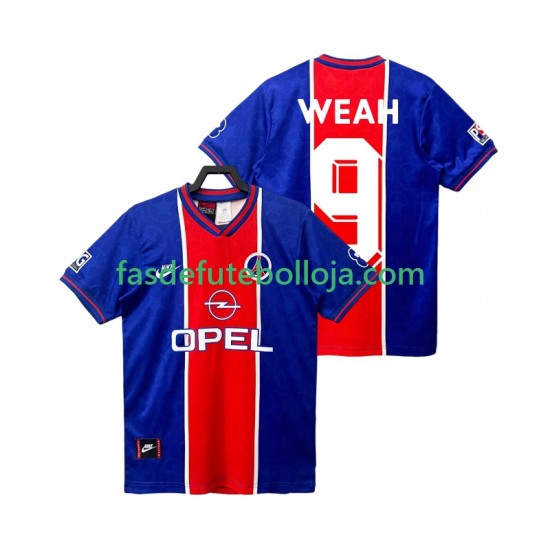 Camisola 1º Equipamento Paris Saint-Germain WEAH 9 1995 1996 Manga Curta Retro ,Homem