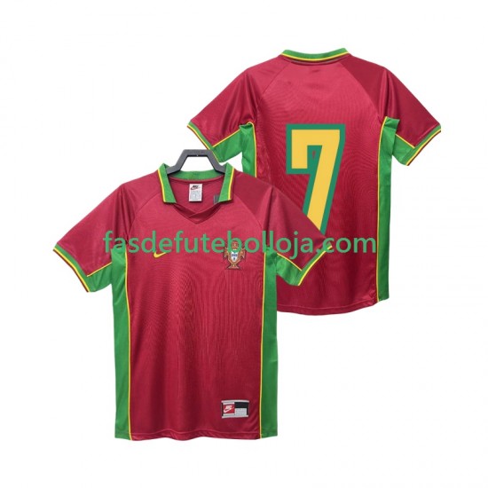 Camisola 1º Equipamento Seleção Portuguesa 7 1998 Manga Curta Retro ,Homem