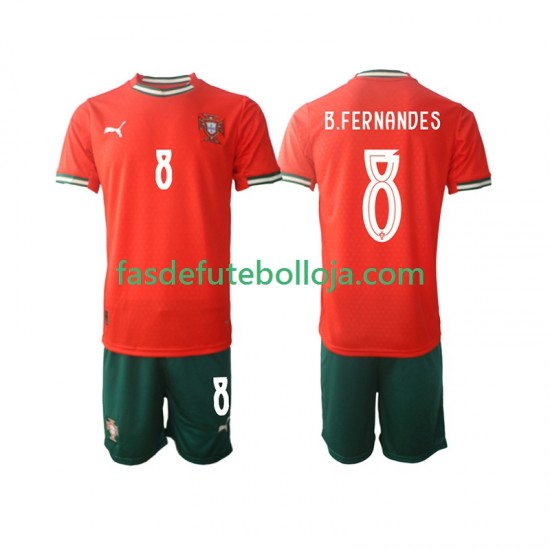 Camisola 1º Equipamento Seleção Portuguesa Bruno Fernandes 8 2025-2026 Manga Curta ,Criança