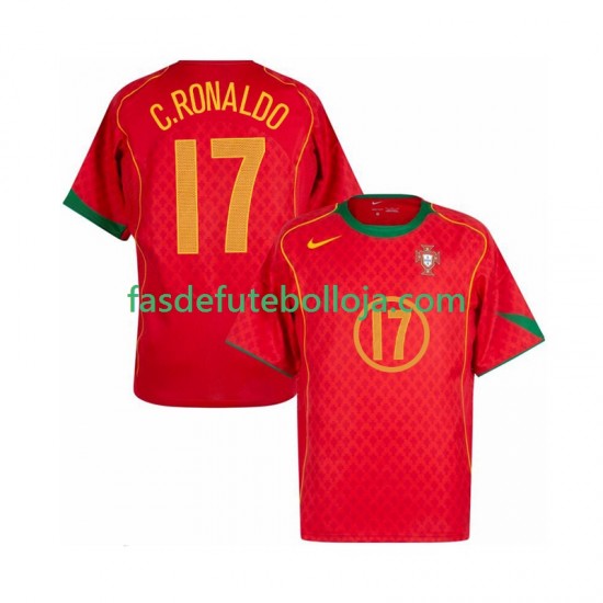 Camisola 1º Equipamento Seleção Portuguesa Cristiano Ronaldo 17 2004 Manga Curta Retro ,Homem
