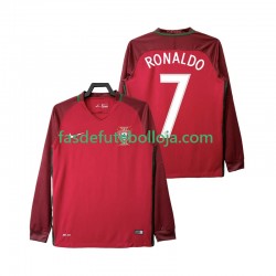 Camisola 1º Equipamento Seleção Portuguesa Cristiano Ronaldo 7 2016 Manga Comprida Retro ,Homem