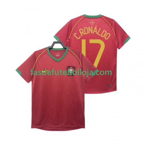 Camisola 1º Equipamento Seleção Portuguesa Crstiano Ronaldo 17 2006 Manga Curta Retro ,Homem