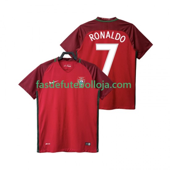 Camisola 1º Equipamento Seleção Portuguesa RONALDO 7 2016 Manga Curta Retro ,Homem