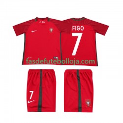 Camisola 1º Equipamento Seleção Portuguesa FIGO 7 2016 Manga Curta Retro ,Criança
