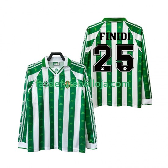 Camisola 1º Equipamento Real Betis FINIDI 25 1996 1997 Manga Comprida Retro ,Homem