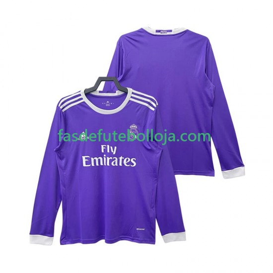 Camisola 2º Equipamento Real Madrid 2016 2017 Manga Comprida Retro ,Homem