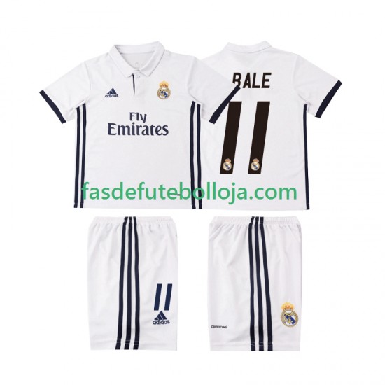 Camisola 1º Equipamento Real Madrid BALE 11 2016 2017 Manga Curta Retro ,Criança