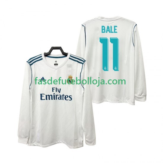 Camisola 1º Equipamento Real Madrid BALE 11 2017 2018 Manga Comprida Retro ,Homem