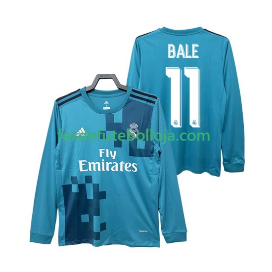 Camisola 3º Equipamento Real Madrid BALE 11 2017 2018 Manga Comprida Retro ,Homem