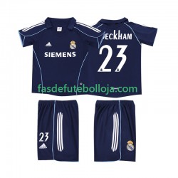 Camisola 2º Equipamento Real Madrid BECKHAM 23 2005 2006 Manga Curta Retro ,Criança