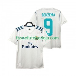 Camisola 1º Equipamento Real Madrid BENZEMA 9 2017 2018 Manga Curta Retro ,Homem