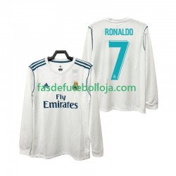 Camisola 1º Equipamento Real Madrid CRISTIANO RONALDO 7 2017 2018 Manga Comprida Retro ,Homem